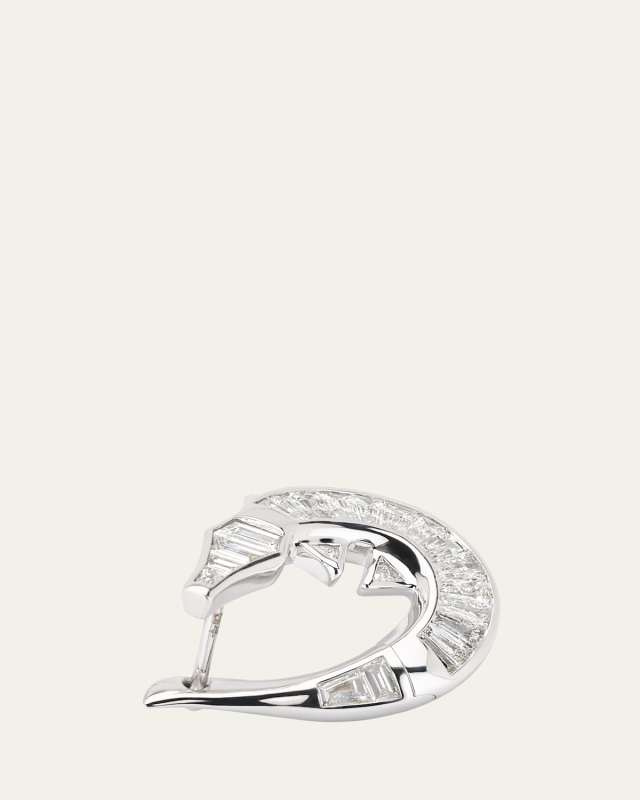 18K White Gold Diamond Alligator Twist Single Earring, Right